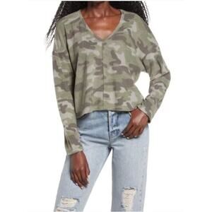 La La Land Creative Co. Women's Long Sleeve Boxy Camo Top Camo Green Small $35